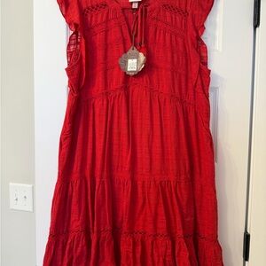 Red Sleeveless Tiered Dress